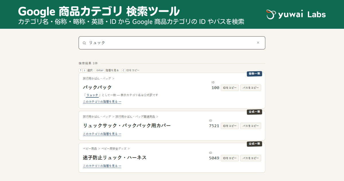 パーカー」で探しても見つからないので、Google 商品カテゴリ検索